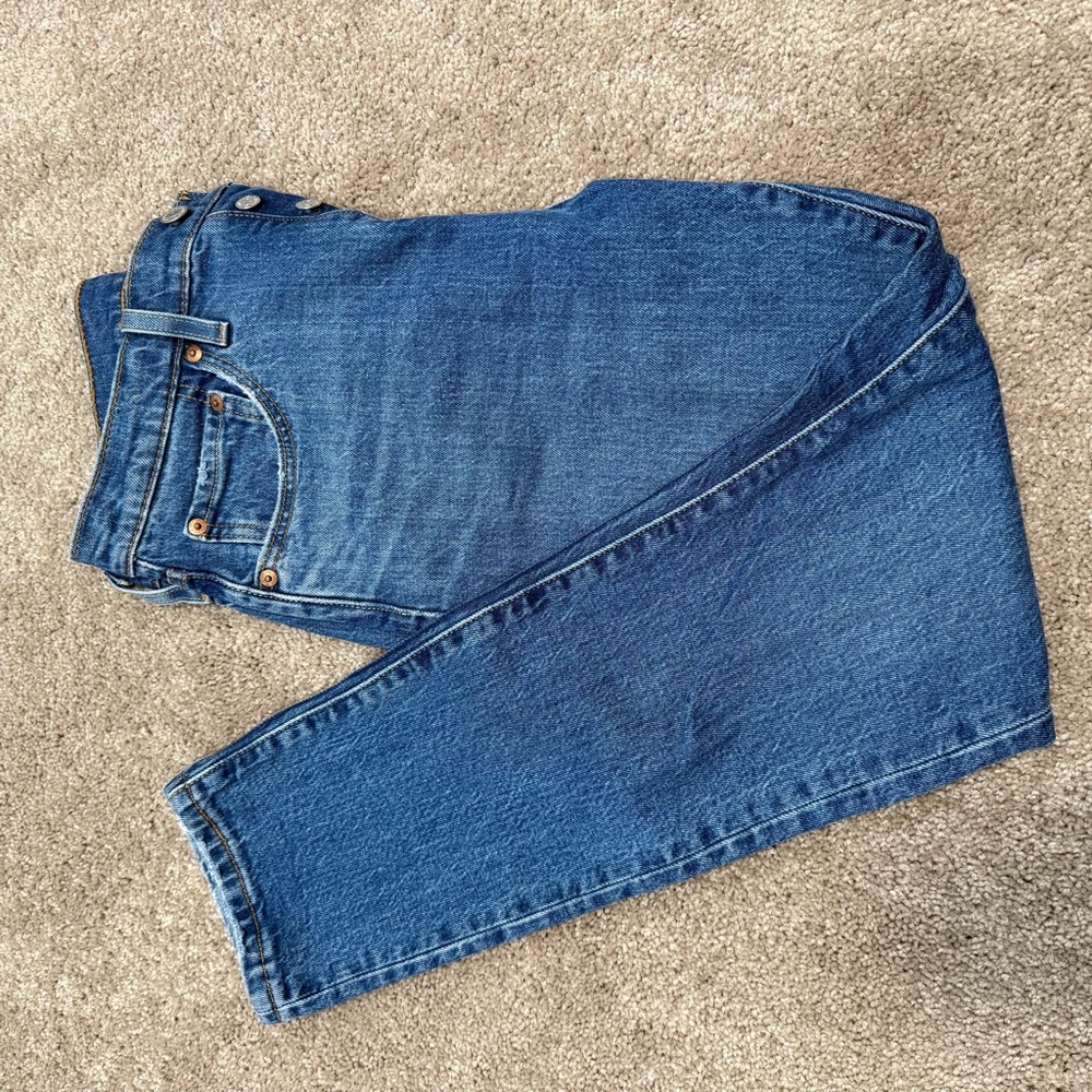 Levi's Men's 501 Skinny Fit Blue Denim Jeans - Picture 3 of 5